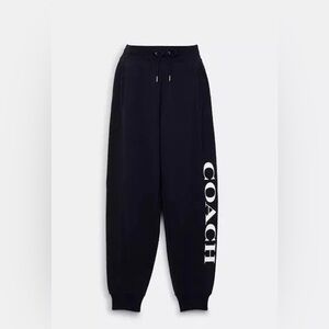 NWT Coach Navy blue Essential Jogger Sweatpants pants medium White Logo $298